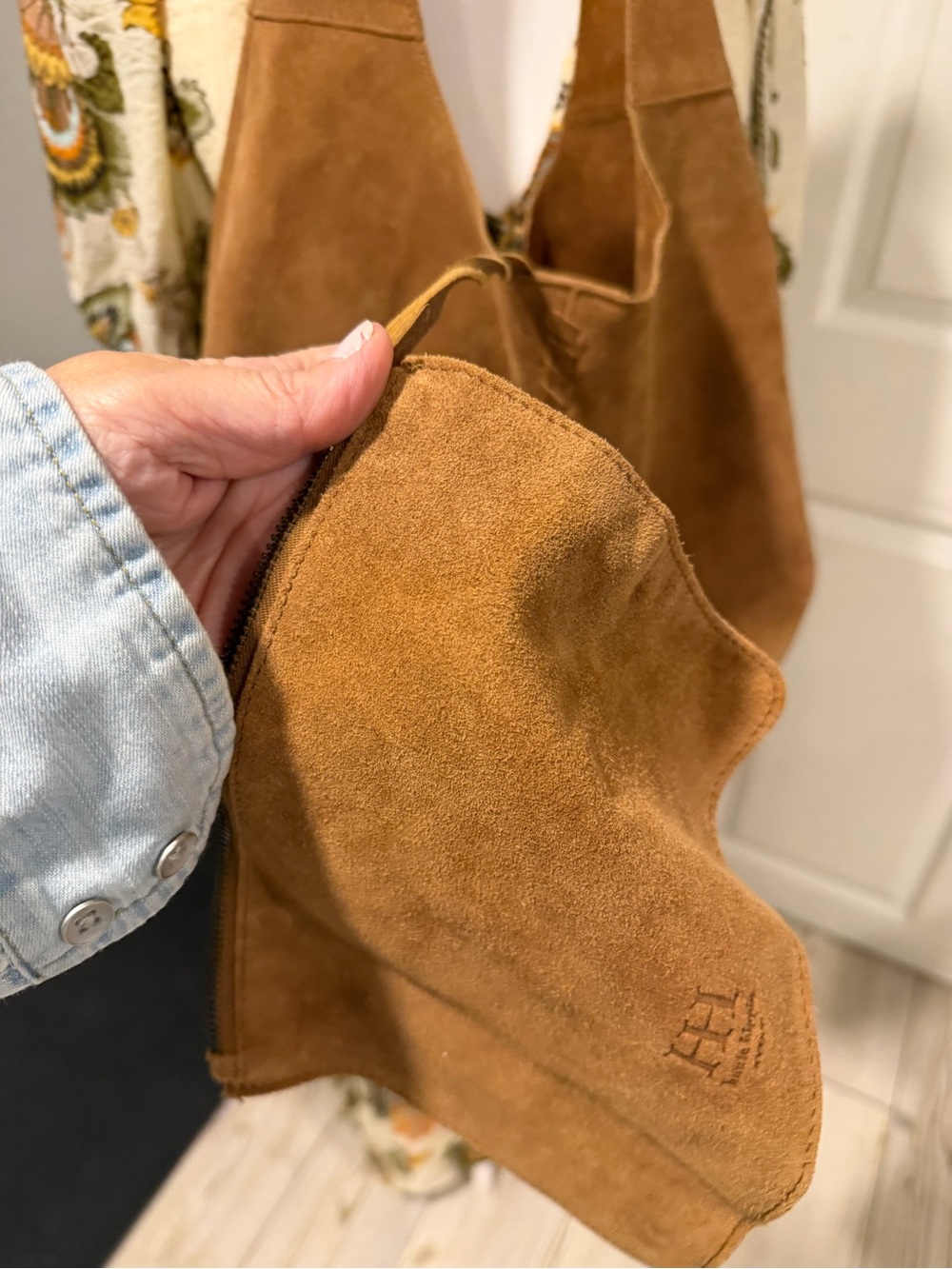 Haute Hippie Suede Hobo Bag in Tan Brown - Picture 9 of 13